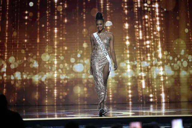 Miss Cameroon Mouketey Lynette Monalisa Jelly competes in the evening gown competition during the preliminary round of the 71st Miss Universe Beauty Pageant in New Orleans, Wednesday, January 11, 2023. (Photo by Gerald Herbert/AP Photo)