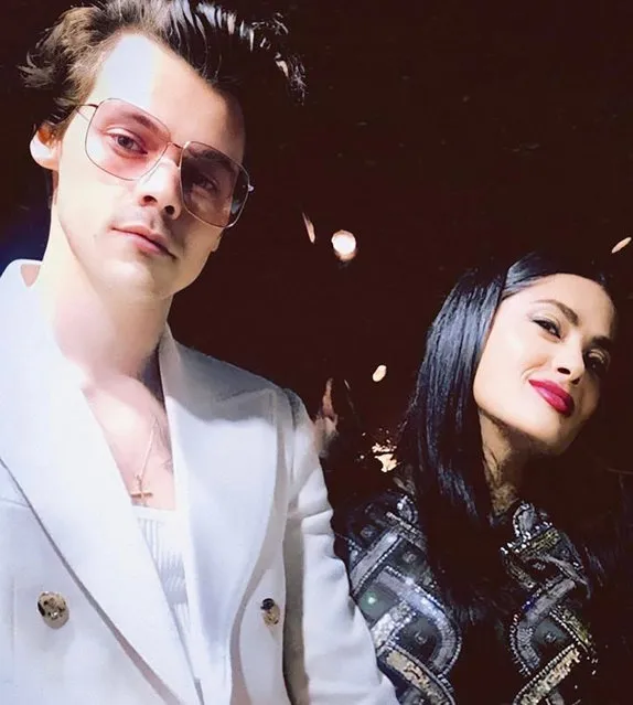 Mexican-American actress Salma Hayek wishes English singer-songwriter Harry Styles a happy 29th birthday on February 1, 2023. (Photo by salmahayek/Instagram)