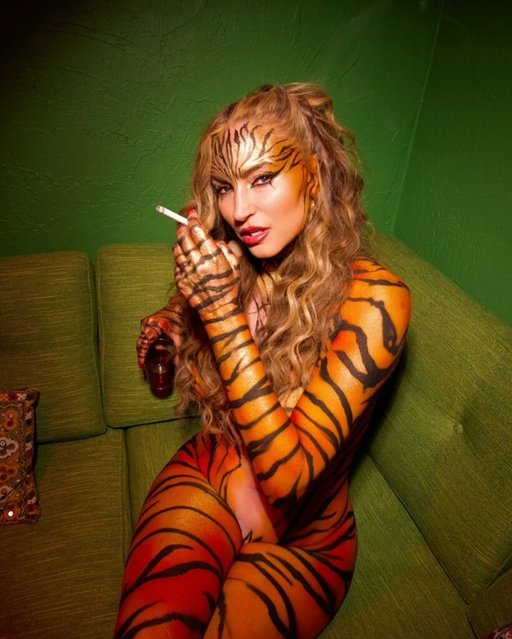American actress Drea de Matteo in Halloween costume in the last decade of October 2025, (Photo by  Ashlee Krutzfeldt)