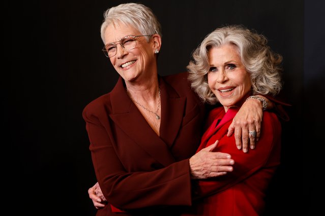 US actress and film producer Jamie Lee Curtis (L) and US actress and activist Jane Fonda (R) attend the WIF (Women In Film) Honors 2025 at the Beverly Hilton in Beverly Hills, California, USA, 06 November 2025. (Photo by Caroline Brehman/EPA)