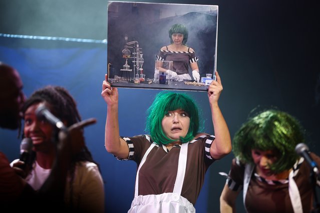 Kirsty Paterson appears as herself in Willy’s Candy Spectacular at the Pleasance Dome on August 15, 2024 in Edinburgh, Scotland. Police eventually shut down the 2023 Willy's Chocolate Experience event in Glasgow last year after disappointed attendees spent £35 on tickets only to be met with a sparsely decorated warehouse and a handful of actors. The event garnered worldwide attention and has now been made into a show “Willy's Candy Spectacular” for the Edinburgh Fringe, featuring Kirsty Paterson the original “Sad Oompa Loompa”. (Photo by Jeff J. Mitchell/Getty Images)