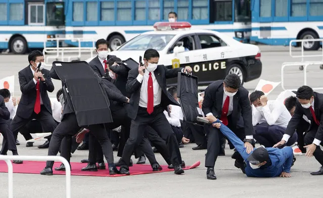 The Tokyo Metropolitan Police Department conducts a security drill to prepare for the Tokyo Olympics and Paralympics on June 22, 2021, in Yumenoshima in Tokyo. (Photo by Kyodo News via Action Press)