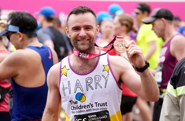 Harry Judd after finishing the the TCS London Marathon on Sunday, April 21, 2024. (Photo by John Walton/PA Images via Getty Images)