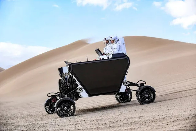 A handout image shows a prototype of California startup Astrolab's Flex lunar rover, that will be able to be operated directly by astronauts on the Moon or remotely by NASA's engineers on Earth, being tested in Death Valley National Park at the Dumont Dunes in December, 2021 and obtained by Reuters on March 10, 2022. (Photo by ASTROLAB/Handout via Reuters)