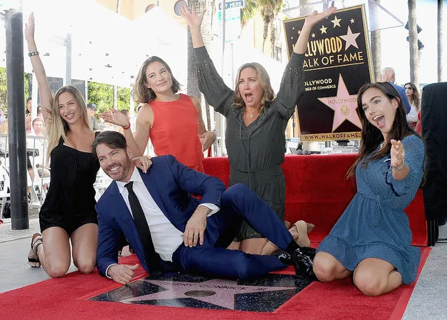Harry Connick Jr. (2ndL) poses with his wife Jill Goodacre Connick (2ndR) and daughters Georgia Connick (L), Charlotte Connick (3L) and Sarah Connick (R) during a ceremony honoring him with a star on the Hollywood Walk of Fame on October 24, 2019 in Hollywood, California. (Photo by Albert L. Ortega/Getty Images)