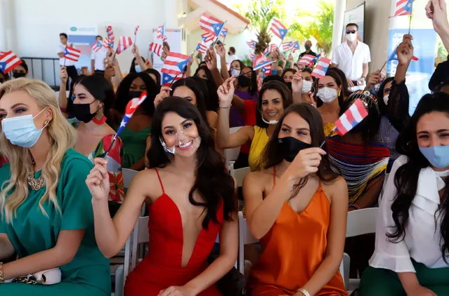 Contestants of Miss World attend the welcoming ceremony of the candidates for Miss World 2021 at a luxurious hotel in Rio Grande, Puerto Rico, 23 November 2021. The 70th edition of the Miss World beauty pageant officially kicked off this Tuesday with the presentation of the hundred candidates from different countries that will compete for the crown on December 16. (Photo by Thais Llorca/EPA/EFE)