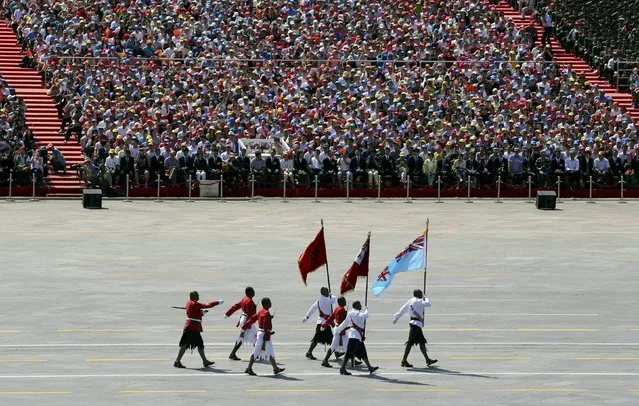 Fijian soldiers march during the military parade to mark the 70th Anniversary of the end of World War Two, in Beijing, China, September 3, 2015. (Photo by Reuters/China Daily)