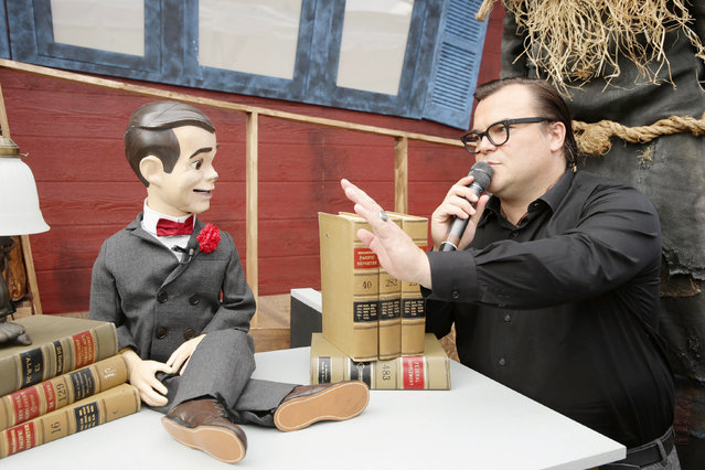 Jack Black with Slappy seen at Columbia Pictures and Sony Pictures Animation World Premiere of “Goosebumps” at Regency Village Theatre on Sunday, October 4, 2015, in Westwood, CA. (Photo by Eric Charbonneau/Invision for Sony Pictures/AP Images)