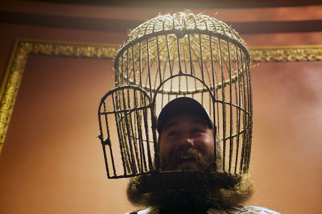 Eric Brooks from Fort Collins, Colorado, with the Traveler Beer Company, poses for a photograph at the 2015 Just For Men National Beard & Moustache Championships at the Kings Theater in the Brooklyn borough of New York City, November 7, 2015. (Photo by Elizabeth Shafiroff/Reuters)