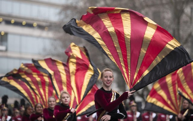 Members of a marching band from the U.S. take part in the annual New Year's Day parade in London January 1, 2015. (Photo by Peter Nicholls/Reuters)