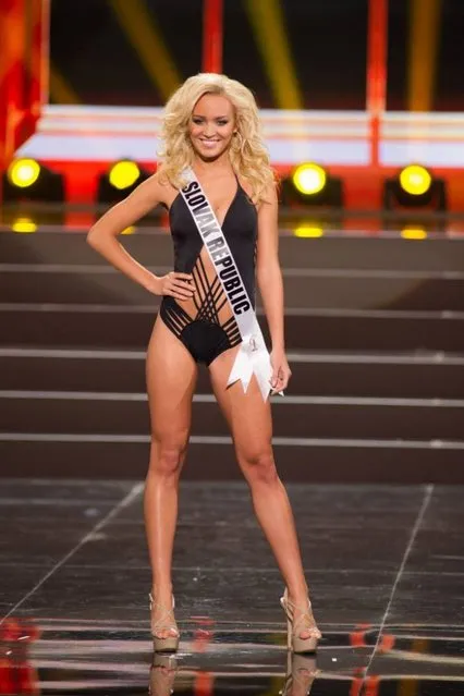 This photo provided by the Miss Universe Organization shows Jeanette Borhyova, Miss Slovak Republic 2013, competes in the swimsuit competition during the Preliminary Competition at Crocus City Hall, Moscow, on November 5, 2013. (Photo by Darren Decker/AFP Photo)