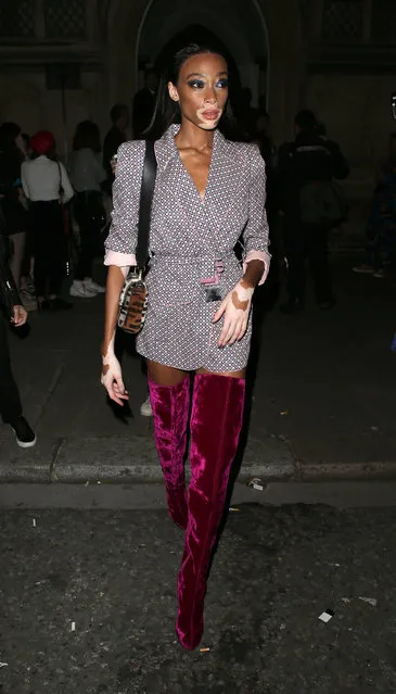 Winnie Harlow seen attending LFW s/s 2019: Julien Macdonald - catwalk show & afterparty at St John's, Hyde Park during London Fashion Week September 2018 on September 15, 2018 in London, England. (Photo by Ricky Vigil M/GC Images)