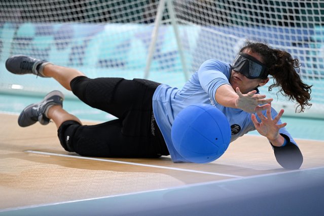 Lihi Ben David of Team Israel Lihi Ben David of Team Israel makes a save as she competes competes during the Goalball Women's Preliminary Round - Pool C - Game 22 match between Israel and China on day four of the Paris 2024 Summer Paralympic Games at South Paris Arena on September 01, 2024 in Paris, France. (Photo by Tullio M. Puglia/Getty Images for IPC)