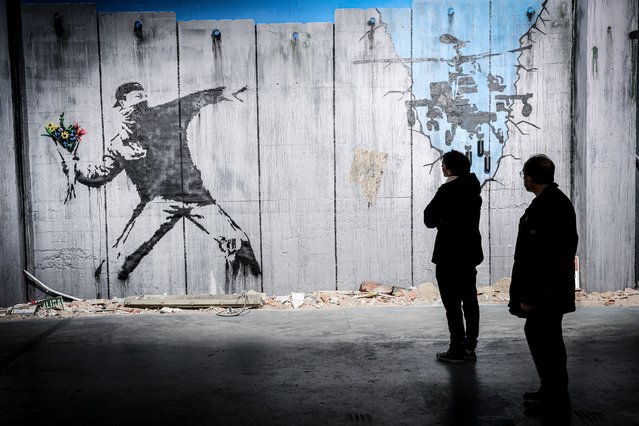 A view of the new Banksy Museum featuring reproductions of Banksy's graffiti art from around the world on January 29, 2025 in Madrid, Spain. (Photo by Pablo Cuadra/Getty Images)