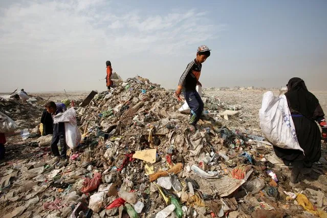 Garbage pickers collect recyclable materials at a rubbish dump in the outskirts of Baghdad, Iraq,  August 23, 2016. (Photo by Khalid al Mousily/Reuters)
