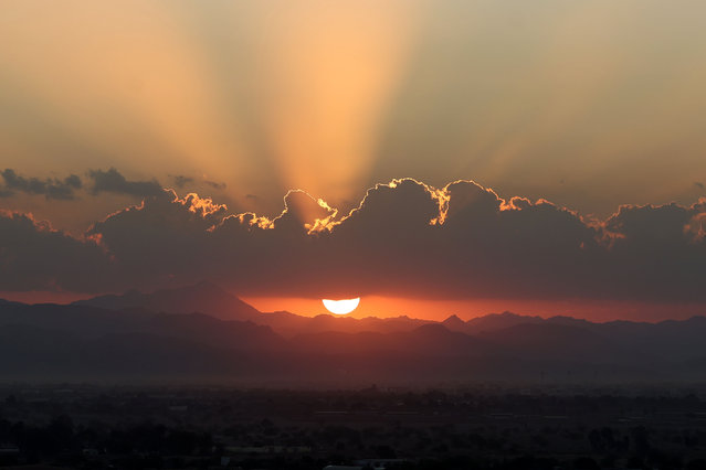 The sun rises over the mountains near the Ras Al khaimah Fujirah border, United Arab Emirates on November 6, 2024. (Photo by Chris Whiteoak/The National)