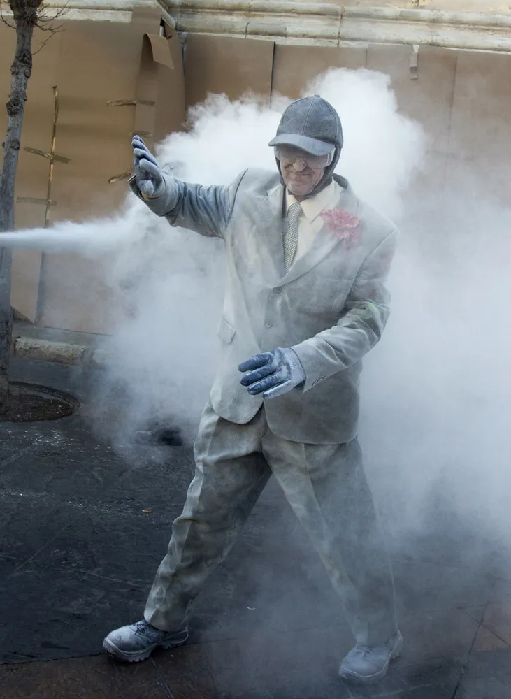 Els Enfarinats Festival Celebrated with Flour Fight in Ibi
