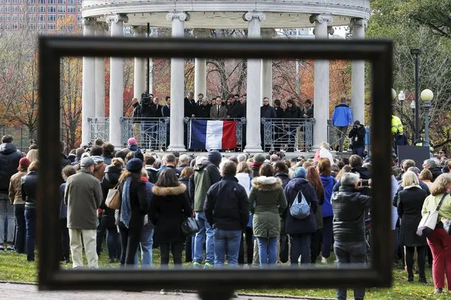 Consul General of France Valery Freland speaks during a gathering in support of Paris following the attacks on the city, in Boston, Massachusetts November 15, 2015. (Photo by Brian Snyder/Reuters)