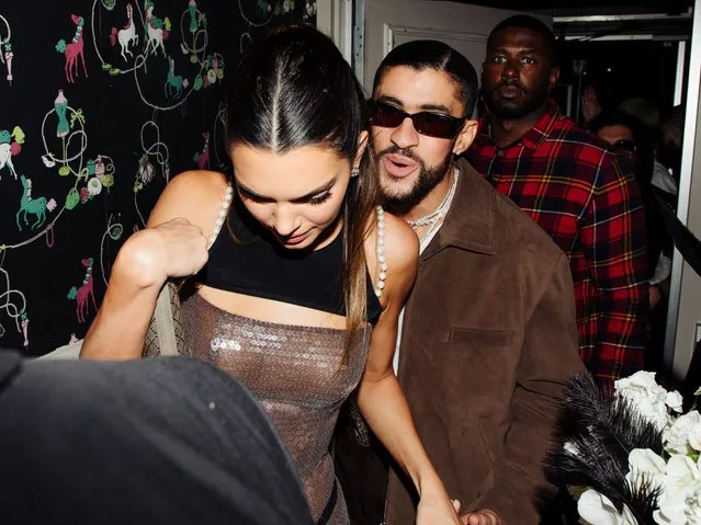 American model Kendall Jenner and Puerto Rican rapper Bad Bunny keep close arriving to Richie Akiva's “The After” party hosted by Diddy and Doja Cat at The Box, presented by Armand de Brignac and CIROC Vodka on May 1, 2023. (Photo by Jocko Graves)