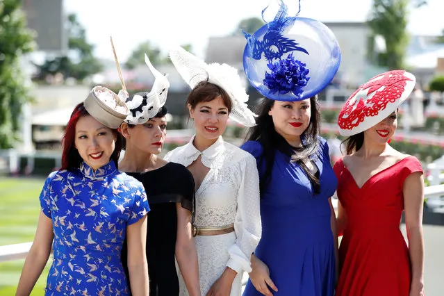 Racegoers pose on day 3 of Royal Ascot before the start of racing at Ascot Racecourse on June 21, 2018 in Ascot, England. (Photo by Paul Childs/Action Images via Reuters)