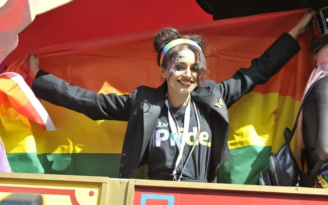 A host of Coronation St stars, reality stars and Tulisa attend the 2018 Manchester Pride Parade in Manchester, England on August 25, 2018. Pictured: Bhavna Limbachia. (Photo by Aaron Parfitt/Splash News and Pictures)