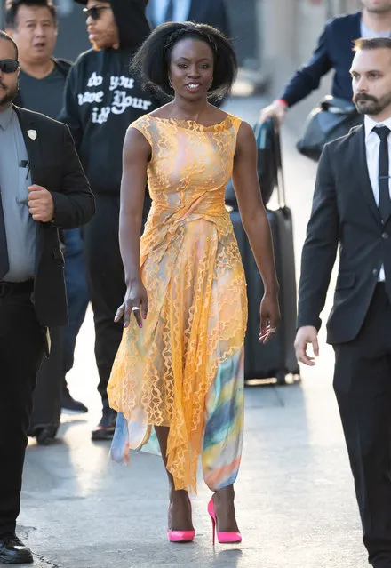 Danai Gurira is seen at “Jimmy Kimmel Live” in Los Angeles, California on April 9, 2019. (Photo by Bauer-Griffin/Splash News and Pictures)