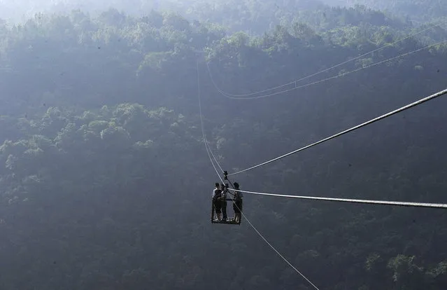 Chinese Villagers Zip Line