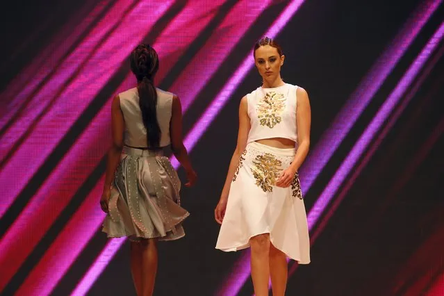 Models present creations by designer Penelope Demetrious of Cyprus at the Malta Fashion Awards 2015 at the Marsa Shipbuilding warehouse in Marsa, outside Valletta in Malta, May 16, 2015. (Photo by Darrin Zammit Lupi/Reuters)