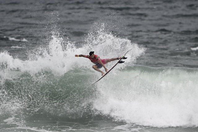 Brazil's Italo Ferreira rides a wave during the round of 16 the World Surf League's (WSL) Rio Pro Surf Series at Itauna beach, city of Saquarema, Rio de Janeiro state, Brazil, on June 27, 2024. (Photo by Mauro Pimentel/AFP Photo)