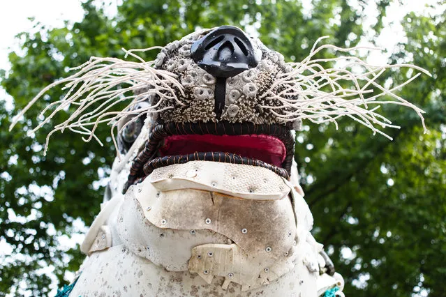 Lidia the seal is made up of trash found in the ocean. Often artist Angela Haseltine Pozzi tries to incorporate the type of waste that threatens each particular marine life into her work. (Photo by Keith Lane/The Washington Post)