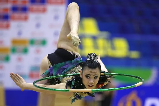 Nguyen Ha My of Vietnam competes in the individual all-around final during the Rhythmic Gymnastics events of the 31st Southeast Asian Game​s (SEA Games 31) in Hanoi, Vietnam, 19 May 2022. (Photo by Luong Thai Linh/EPA/EFE)