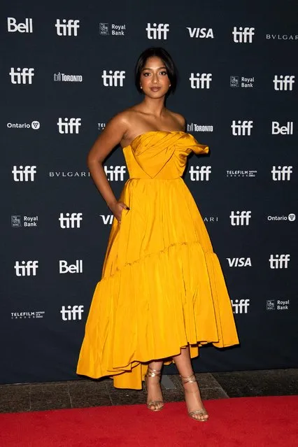 Canadian actress Maitreyi Ramakrishnan arrives for the premiere of “The Fabelmans” during the Toronto International Film Festival in Toronto, Canada, on September 10, 2022. (Photo by Valerie Macon/AFP Photo)
