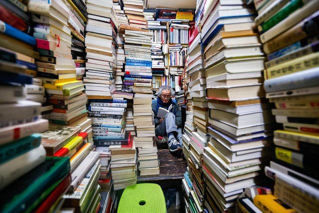 A man reads a book inside a secondhand bookstore housing more than 30,000 books, amid political and economic instability, in Seoul, South Korea, on 22 January, 2025. The mini store, which is located inside an underground shopping center, features used books of different categories and in various languages, including Turkish, German, English, Korean, Japanese and Spanish. (Photo by Daniel Ceng/Anadolu via Getty Images)