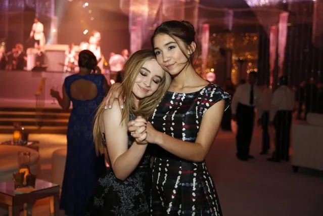 Sabrina Carpenter, left, and Rowan Blanchard attend the Governors Ball for the Television Academy's Creative Arts Emmy Awards at Microsoft Theater on Saturday, September 12, 2015, in Los Angeles. (Photo by Colin Young-Wolff/Invision for the Television Academy/AP Images)