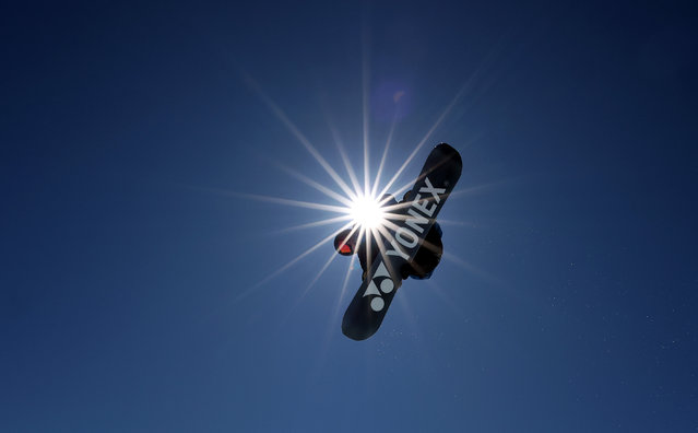 Alessandro Barbieri #87 of the USA competes in the men's snowboard halfpipe competition on day 2 of The Snow League at Buttermilk Ski Resort on March 08, 2025 in Aspen, Colorado. (Photo by Jamie Squire/Getty Images)