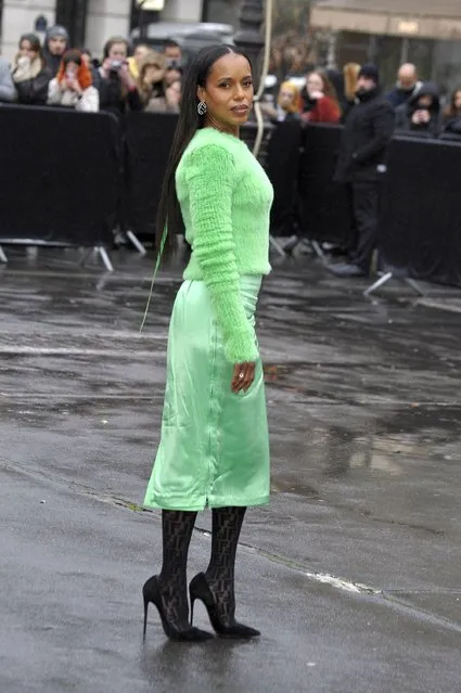 American actress Kerry Washington leaves after attending the Fendi Couture show during the Haute-Couture Spring-Summer 2023 Fashion Week in Paris on January 26, 2023. (Photo by Pixmedia/The Mega Agency)