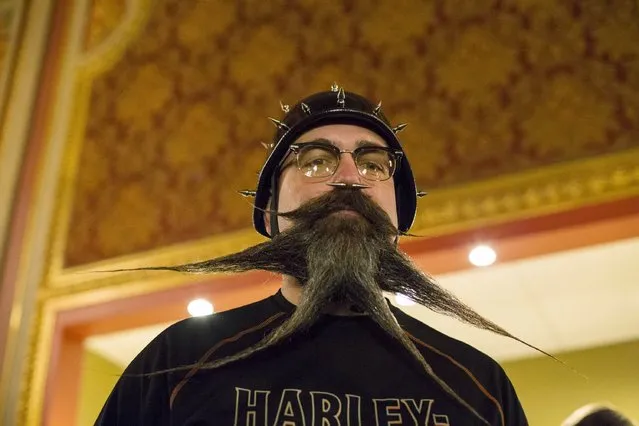 John Morrow from Carlisle, Pennsylvania, poses for a photograph at the 2015 Just For Men National Beard & Moustache Championships at the Kings Theater in the Brooklyn borough of New York City, November 7, 2015. (Photo by Elizabeth Shafiroff/Reuters)