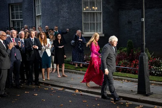 Outgoing British Prime Minister Boris Johnson (R) and his wife Carrie Johnson (2-R) leave Downing Street after a farewell speech in London, Britain, 06 September 2022. Johnson will formally relinquish his role to Queen Elizabeth at Balmoral before the new Prime Minister is appointed. (Photo by Tolga Akmen/EPA/EFE/Rex Features/Shutterstock)