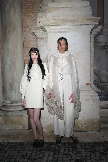 Mariacarla Boscono and Ghali Amdouni, known as Ghali, arrive at the Gucci Cruise 2020 at Musei Capitolini on May 28, 2019 in Rome, Italy. (Photo by Vittorio Zunino Celotto/Getty Images for Gucci)
