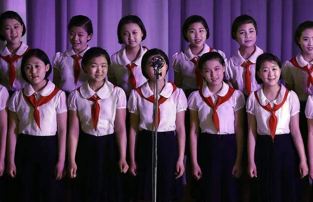 North Korean sing at the Mangyongdae Children's Palace on Friday, April 14, 2017, in Pyongyang, North Korea. (Photo by Wong Maye-E/AP Photo)