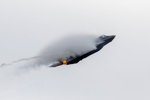 A Lockheed Martin F-35 fighter jet performs during the International Aerospace Exhibition ILA on the opening day at Schoenefeld Airport in Berlin, Germany on June 5, 2024. (Photo by Axel Schmidt/Reuters)