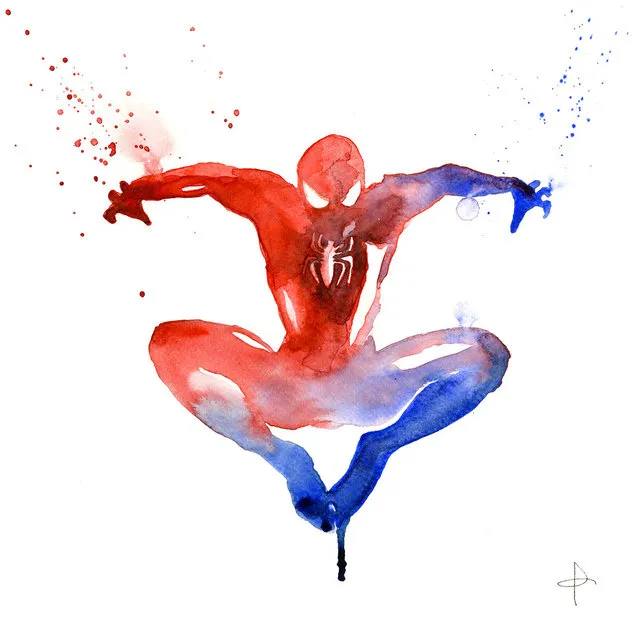 Watercolor Superheroes By Blule
