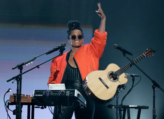 Alicia Keys performs “In Common” at the BET Awards at the Microsoft Theater on Sunday, June 26, 2016, in Los Angeles. (Photo by Matt Sayles/Invision/AP Photo)
