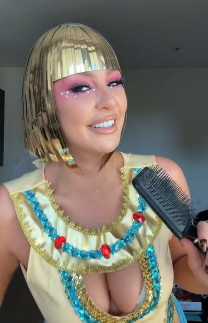 American internet personality Tana Mongeau as Trisha Paytas as King Tut in the last decade of October 2024. (Photo by tanamongeaulol/TikTok)