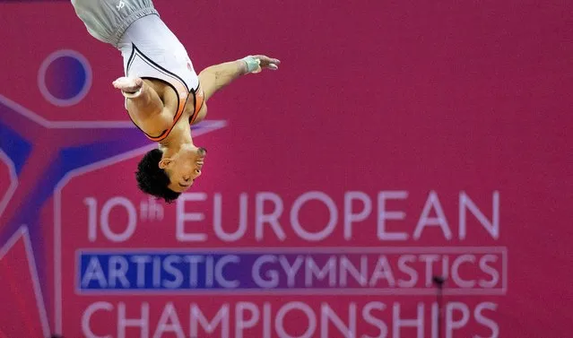 Yazz Ramsahai of Netherlands in action on the floor during the European Championships in Antalya, Turkey on April 11, 2023. (Photo by Hollandse Hoogte/Rex Features/Shutterstock)