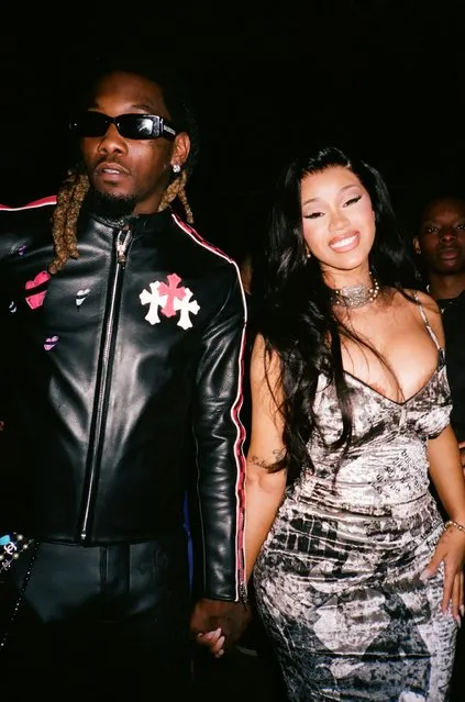 American rappers Cardi B and Offset hold hands as they arrive at Richie Akiva's “The After” party hosted by Diddy and Doja Cat at The Box, presented by Armand de Brignac and CIROC Vodka on May 1, 2023. (Photo by Jocko Graves)