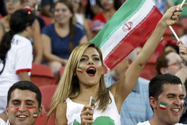 An Iran fan cheers before the start of their Asian Cup Group C soccer match against UAE at the Brisbane Stadium in Brisbane January 19, 2015. (Photo by Edgar Su/Reuters)