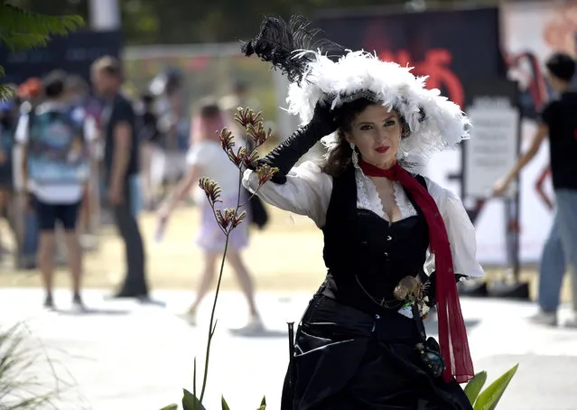 Tiffany Rae Knight of New York, dressed as Mina Harker, from “League of Extraordinary Gentlemen”, attends day one of Comic-Con International on Thursday, July 19, 2018, in San Diego.(Photo by Chris Pizzello/Invision/AP Photo)
