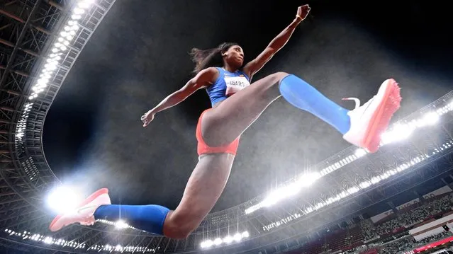 Caterine Ibarguen of Team Colombia competes in the Women's Triple Jump qualification on day seven of the Tokyo 2020 Olympic Games at Olympic Stadium on July 30, 2021 in Tokyo, Japan. (Photo by Dylan Martinez/Reuters)
