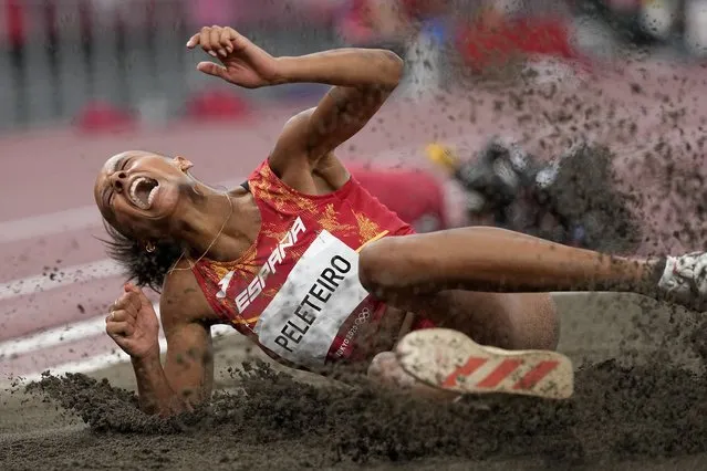 Ana Peleteiro, of Spain, competes in the final of the women's triple jump at the 2020 Summer Olympics, Sunday, August 1, 2021, in Tokyo. (Photo by David J. Phillip/AP Photo)